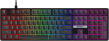 NPET CR108 RGB Gaming Keyboard, 104 Keys + Extra 4 Hotkeys Hot Swappable