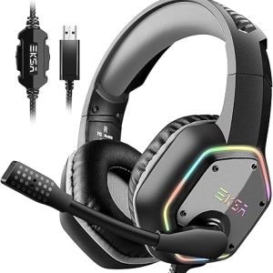 EKSA E1000 USB Gaming Headset for PC, Computer Headphones with Microphone/Mic Noise Cancelling