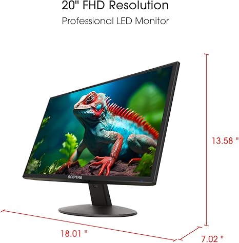 Sceptre 20" 1600x900 75Hz Ultra Thin LED Monitor 2x HDMI VGA Built-in Speakers, Machine Black - Image 3
